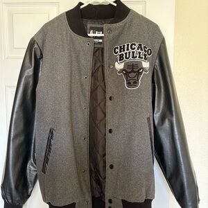 NBA Chicago Bulls Black and Gray Varsity Jacket